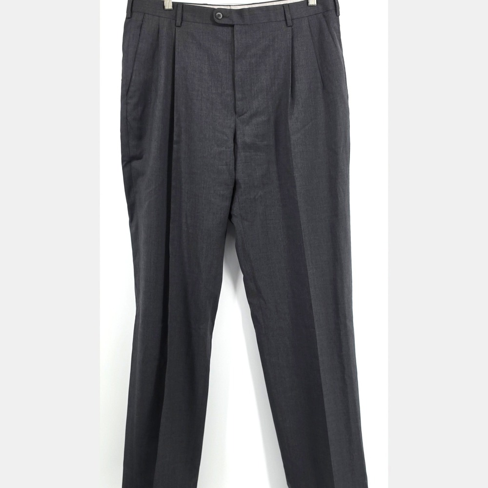 Zanella Bennett Gray Pleated Wool Dress Pants Mens 36 Made in Italy 1110B3